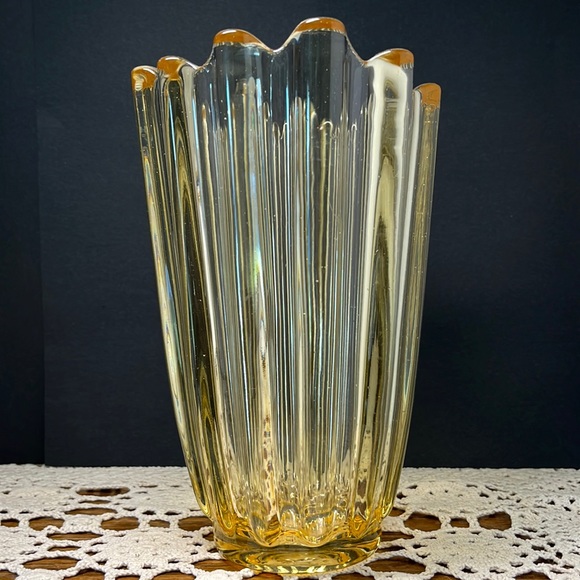 Vintage Other - Mid Century Fostoria Celestial Honey Yellow Glass Vase